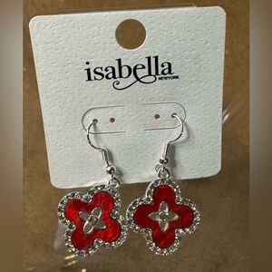 Isabella New York Red Silver Earrings